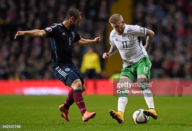 November 2014; James McClean, Republic of Ireland, in action against Shaun Maloney, Scotland. UEFA EURO 2016 Championship Qualifier, Group D,...