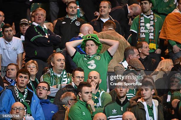 November 2014; Dejected Republic of Ireland supporters at the end of the game. UEFA EURO 2016 Championship Qualifier, Group D, Scotland v Republic of...