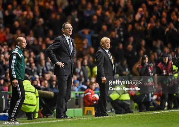 November 2014; Republic of Ireland Martin O'Neill manager with Scotland manager Gordon Strachan. UEFA EURO 2016 Championship Qualifer, Group D,...
