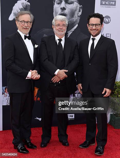 Directors Steven Spielberg, George Lucas and J.J. Abrams arrive at the 44th AFI Life Achievement Awards Gala Tribute to John Williams at Dolby...