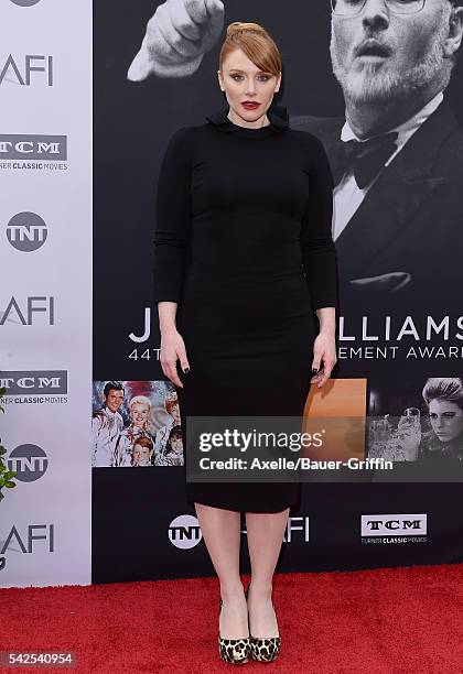 Actress Bryce Dallas Howard arrives at the 44th AFI Life Achievement Awards Gala Tribute to John Williams at Dolby Theatre on June 9, 2016 in...