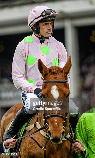 March 2016; Ruby Walsh, on Annie Power, ahead of the Stan James Champion Hurdle Challenge Trophy. Prestbury Park, Cheltenham, Gloucestershire,...