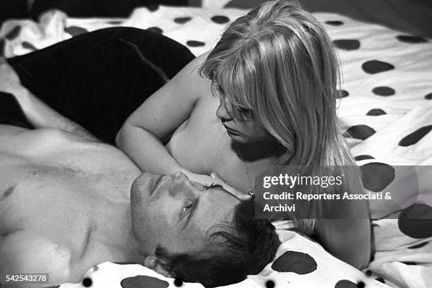 French actor Jean-Louis Trintignant and Swedish actress and singer Ewa Aulin in With Heart in Mouth. 1966