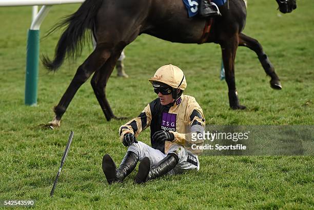 March 2016; Ruby Walsh after falling at the last from Voix Du Reve in the Fred Winter Juvenile Handicap Hurdle. Prestbury Park, Cheltenham,...