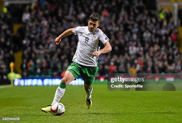 November 2014; Shane Long, Republic of Ireland. UEFA EURO 2016 Championship Qualifier, Group D, Scotland v Republic of Ireland. Celtic Park, Glasgow,...