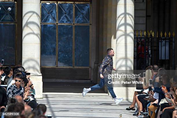 Designer Kim Jones walks the runway during the Louis Vuitton Menswear Spring/Summer 2017 show as part of Paris Fashion Week on June 23, 2016 in...