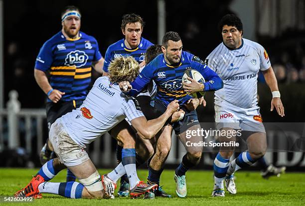 January 2015; Dave Kearney, Leinster, is tackled by Richie Gray, Castres. European Rugby Champions Cup 2014/15, Pool 2, Round 5, Leinster v Castres....