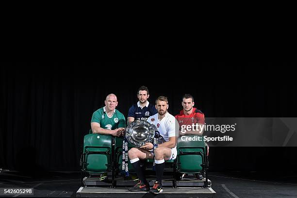 January 2015; In attendance at the launch of the RBS Six Nations Championship Launch 2015 are team captains, from left to right, Ireland's Paul...