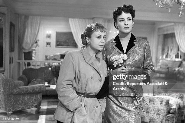 Italian actress Giulietta Masina and Greek-Italian actress Yvonne Sanson in The Shameless Sex. 1952