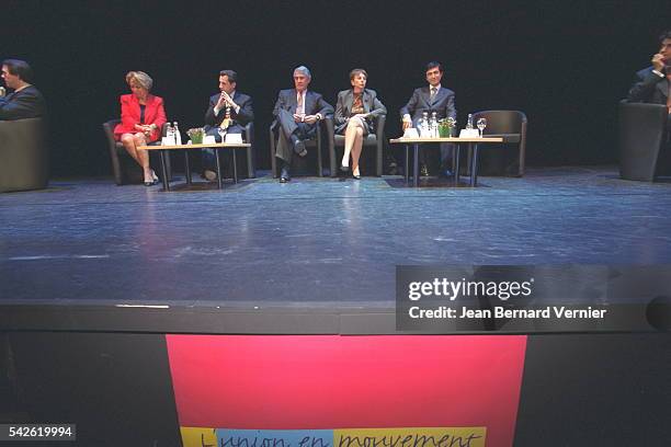 Nicolas Sarkozy , Claude Goasguen et Philippe Douste Blazy membres de l'UEM, association initiée par Alain Jupé pour fédérer l'opposition.