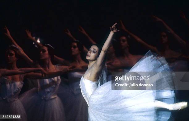 Ballerina Alessandra Ferri dances on the set of the 1987 American movie Dancers, directed by Herbert Ross. The film is based on the ballet Giselle...