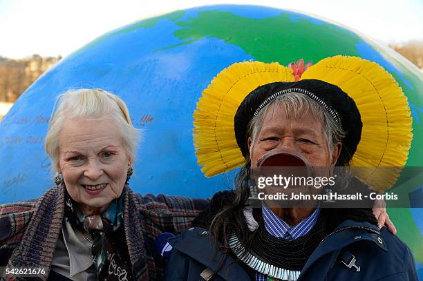 Indigenous Kayapo chief Raoni Metuktire, a symbol for the preservation of the Amazon rainforest meets Paul Watson founder of the Sea Shepherd which...