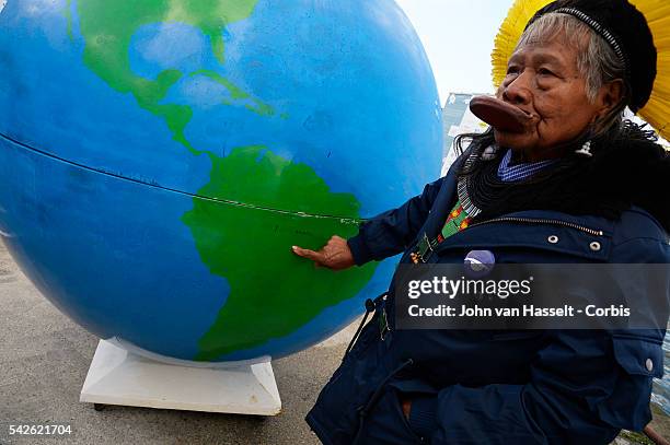 Indigenous Kayapo chief Raoni Metuktire, a symbol for the preservation of the Amazon rainforest meets Paul Watson founder of the Sea Shepherd which...