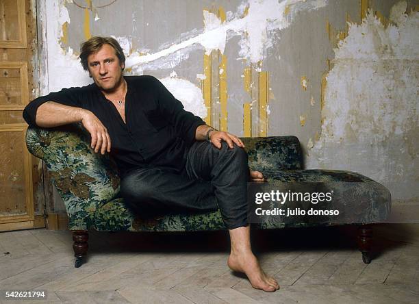 Actor Gerard Depardieu sits by a damaged wall in Paris. He is releasing the 1987 film Sous le soleil de Satan, or Under Satan's Sun directed by...