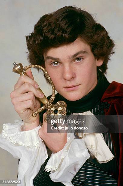 American actor Henry Thomas wears his costume from the 1989 film, Valmont. Czechoslovakian director Milos Forman based the movie on the 1782 novel...