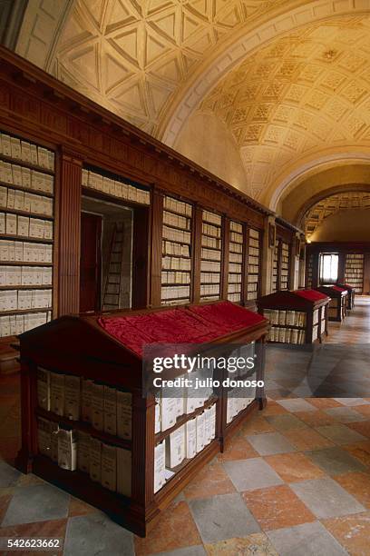 Documents pertaining to the Spanish discovery of the New World are housed in the central gallery of the Archivo General de Indias in Seville, Spain.