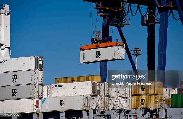 Paranagua Port, state of Parana in Brazil, the sixth largest port in the world, the second largest in Brazil and the largest grain port of Latin...