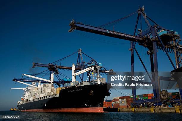 Paranagua Port, state of Parana in Brazil, the sixth largest port in the world, the second largest in Brazil and the largest grain port of Latin...