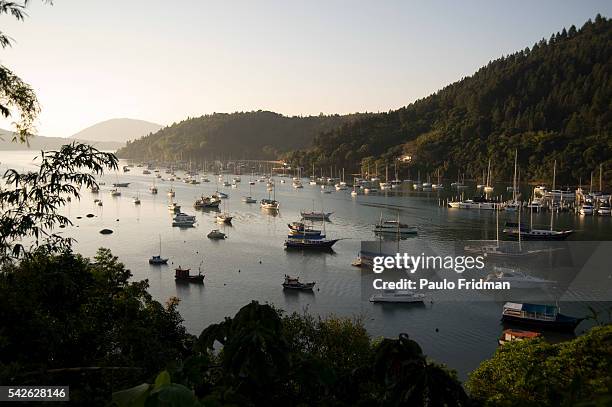 Boats at Saco da Ribeira, Ubatuba, in the northern littoral of Sao Paulo, Brazil