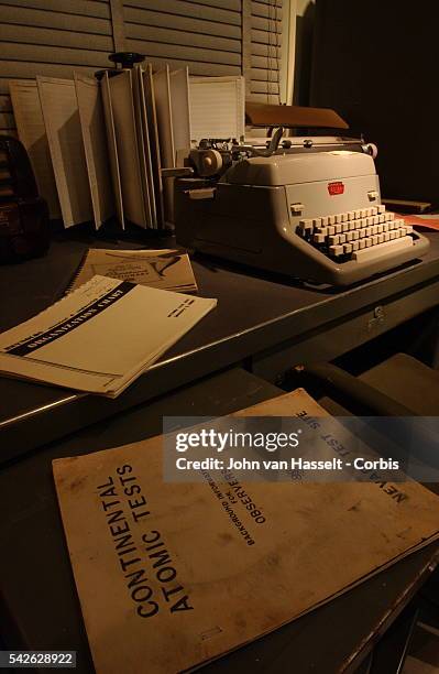 Representation at the Atomic Testing Museum in Las Vagas of an office in Mercury on the Nevada Test Site during the fifties.