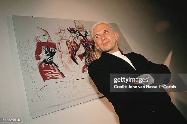 French fashion designer Jean-Paul Gaultier attends an exhibition of British director Peter Greenaway's watercolor paintings at the Palais de Tokyo,...