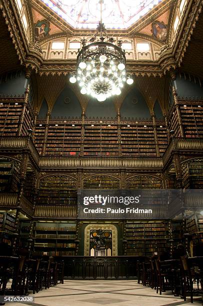 Real Gabinete Portugues de Leitura in Rio de Janeiro. The library spreads over three stories and it was built in 1830.