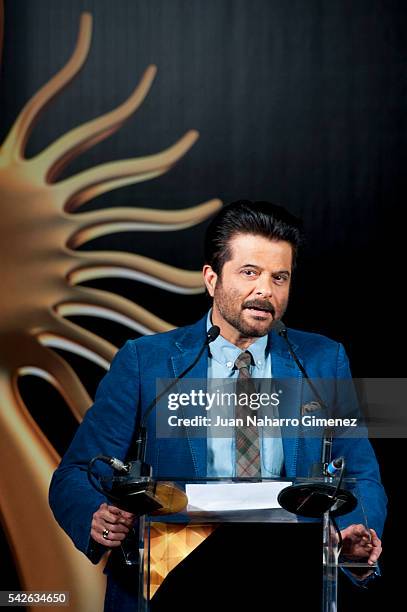 Indian actor Anil Kapoor attends the press conference for the 17th edition of IIFA Awards at the Palace Hotel on June 23, 2016 in Madrid, Spain.