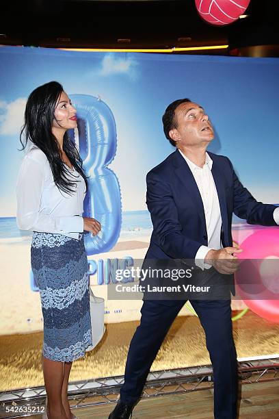 Eric Besson and his wife Jamila attend the 'Camping 3' Paris Premiere at Gaumont Champs Elysees on June 23, 2016 in Paris, France.