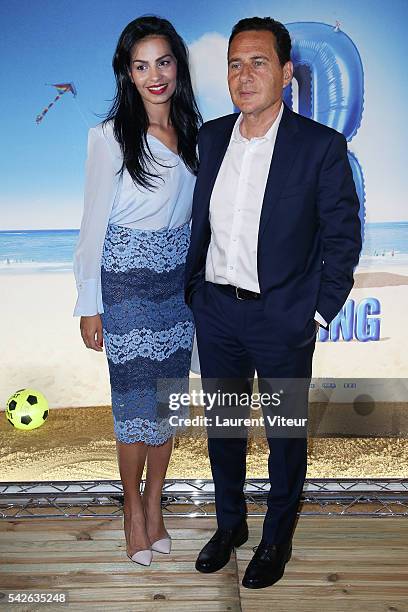 Eric Besson and his wife Jamila attend the 'Camping 3' Paris Premiere at Gaumont Champs Elysees on June 23, 2016 in Paris, France.