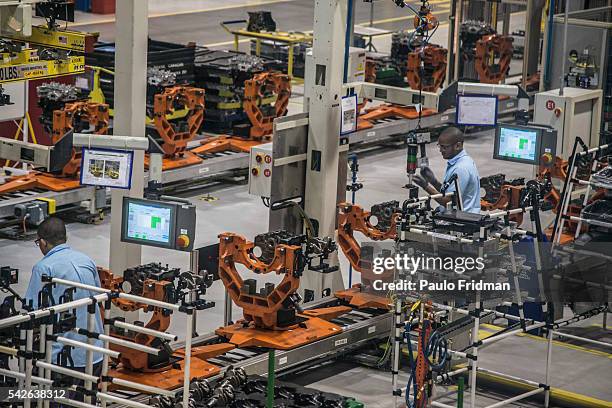 View of the Assembly line of engines for the Ford KA 1.0 3 cilinders At FORD Engines plant in Camaçari, State of Bahia, Brazil on Monday, July 27th,...