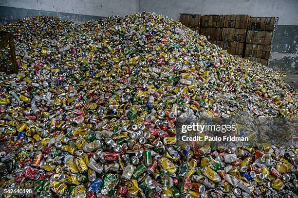 Recycled aluminum cans sit at Centro de Coleta – Latasa Reciclagem S.A., Pindamonhangaba, State of Sao Paulo, Brazil ,on Wednesday, Novemver 4th, 2015