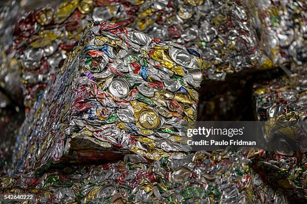 Bales of recycled aluminum cans sit at Centro de Coleta – Latasa Reciclagem S.A., Pindamonhangaba, State of Sao Paulo, Brazil ,on Wednesday, Novemver...