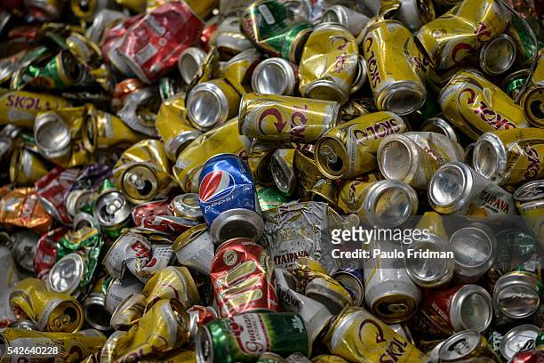 Recycled aluminum cans sit at Centro de Coleta – Latasa Reciclagem S.A., Pindamonhangaba, State of Sao Paulo, Brazil ,on Wednesday, Novemver 4th, 2015