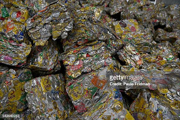 Bales of recycled aluminum cans sit at Centro de Coleta – Latasa Reciclagem S.A., Pindamonhangaba, State of Sao Paulo, Brazil ,on Wednesday, Novemver...