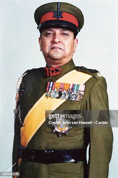 King Gyanendra of Nepal in military uniform.