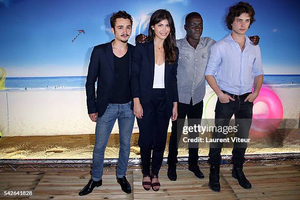 Jules Ritmanic, Leslie Medina, Cyril Mendy and Louka Meliava attend the 'Camping 3' Paris Premiere at Gaumont Champs Elysees on June 23, 2016 in...