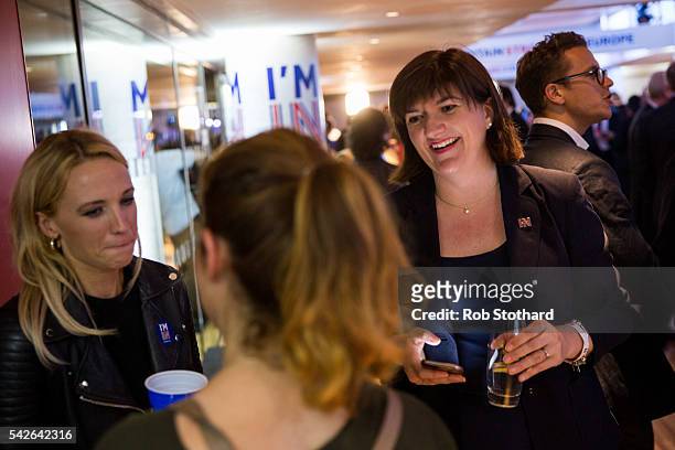 Nicky Morgan, Secretary of State for Education and Minister for Women and Equalities, joins the Stronger In Campaign as they gather to wait for the...