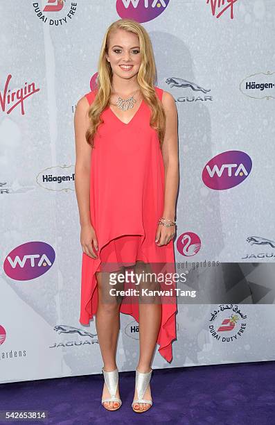 Katie Swan arrives for the WTA Pre-Wimbledon Party at Kensington Roof Gardens on June 23, 2016 in London, England.