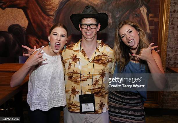 Maddie Marlow and Tae Dye of the Musical duo Maddie & Tae spend time with campers during the ACM Lifting Lives Music Camp at The Wildhorse Saloon on...