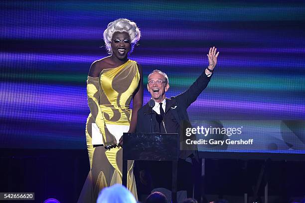 Bob the Drag Queen and Joel Grey speak at the 2016 Logo's Trailblazer Honors at Cathedral of St. John the Divine on June 23, 2016 in New York City....