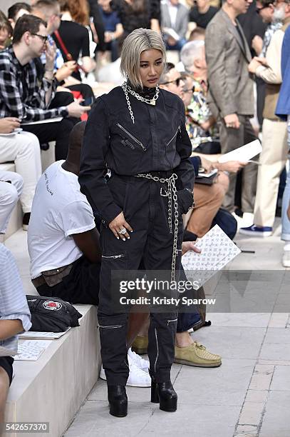 Ambush Creative Director Yoon attends the Louis Vuitton Menswear Spring/Summer 2017 show as part of Paris Fashion Week on June 23, 2016 in Paris,...