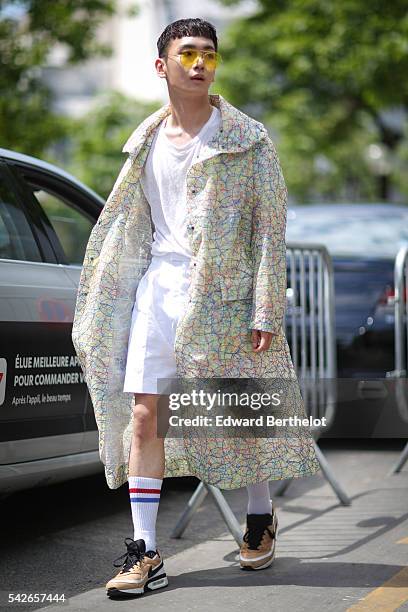 Key of the South Korean boy band SHINee is seen, before the Issey Miyake Men show, during Paris Fashion Week Menswear Spring/summer 2017, on June 23,...