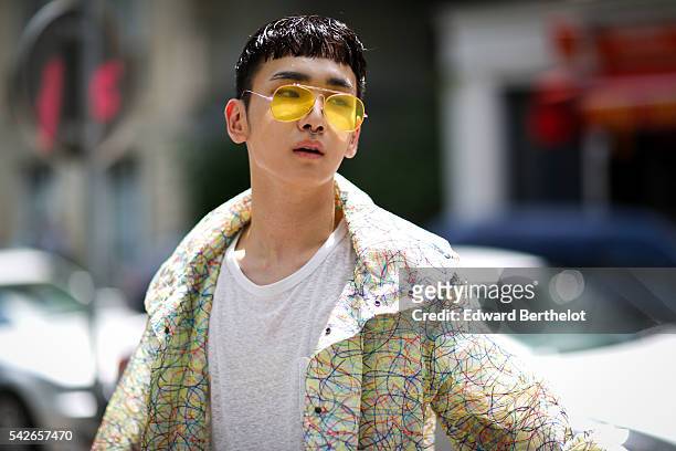Key of the South Korean boy band SHINee is seen, before the Issey Miyake Men show, during Paris Fashion Week Menswear Spring/summer 2017, on June 23,...