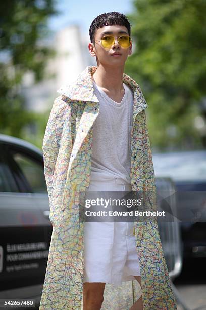 Key of the South Korean boy band SHINee is seen, before the Issey Miyake Men show, during Paris Fashion Week Menswear Spring/summer 2017, on June 23,...