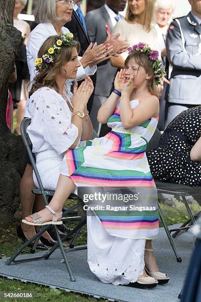 Princess Martha Louise of Norway and Emma Tallulah Behn attend a garden party during the Royal Silver Jubilee Tour on June 23, 2016 in Trondheim,...