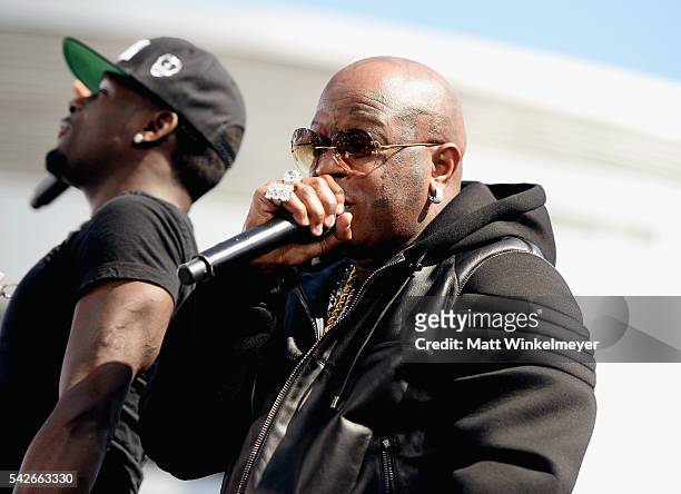 Recording artist Birdman performs onstage during 106 & Park Live sponsored by Denny's & M&M's during the 2016 BET Experience at Microsoft Square on...