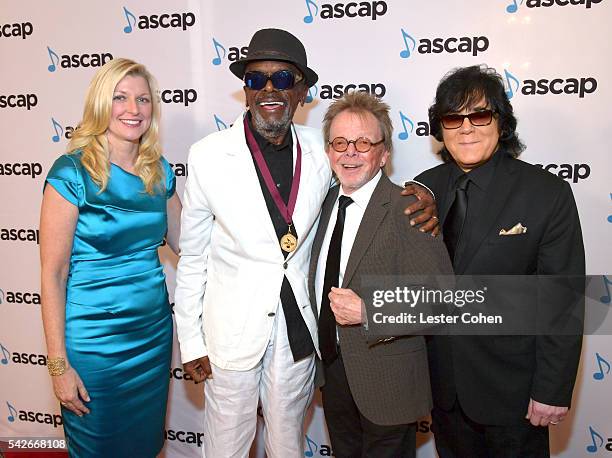 Beth Matthews, musician Leon Ware, ASCAP President & Chairman Paul Williams, and ASCAP EVP of Membership John Titta attend the 2016 ASCAP Rhythm &...