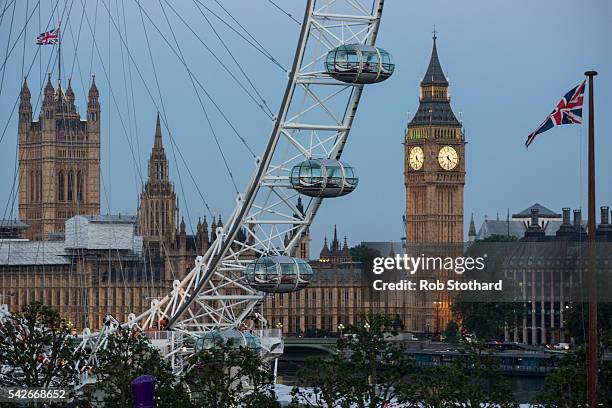 General view of the Houses of Parliament seen from the Royal Festival Hall on June 24, 2016 in London, United Kingdom. The United Kingdom has gone to...