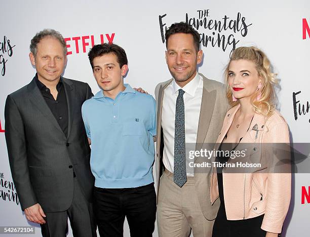 Rob Burnett, Craig Roberts, Paul Rudd and Megan Ferguson attend the Screening of Netflix's 'The Fundamentals Of Caring' at ArcLight Hollywood on June...