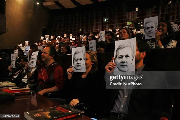 The Spanish journalist Ignacio Ramonet presents in Quito, Ecuador, on June 23, 2016 the Ecuador 's book &quot; When Google found Wikileaks&quot;....